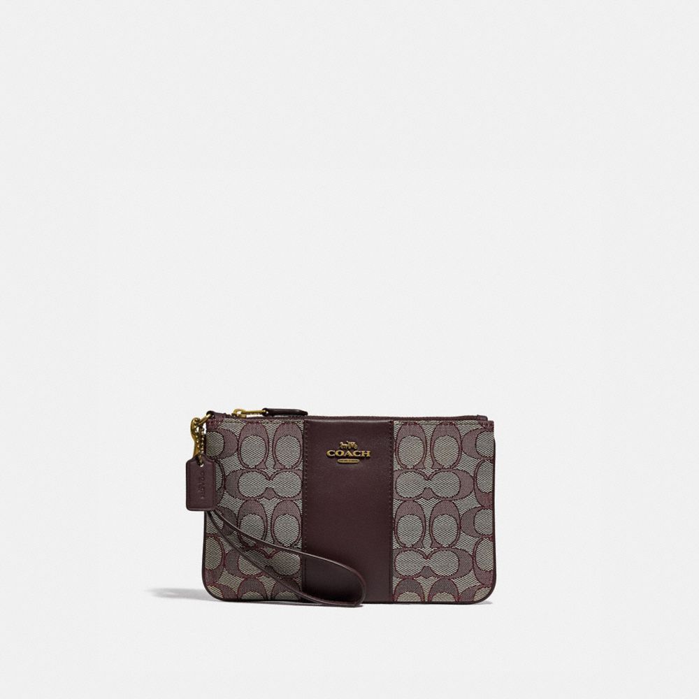 COACH®,Small Wristlet In Signature Jacquard,,Front View