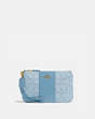 COACH®,SMALL WRISTLET IN SIGNATURE JACQUARD,cotton,Mini,Brass/Marble Blue Azure,Front View