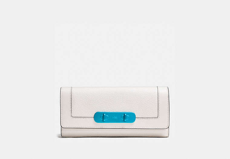 Coach Swagger Slim Envelope Wallet With Carabiner Hardware In Pebble Leather