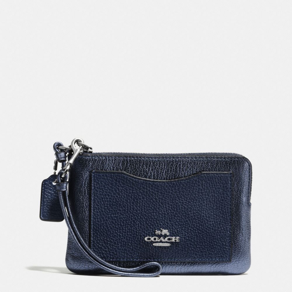 Corner Zip Wristlet In Colorblock Leather