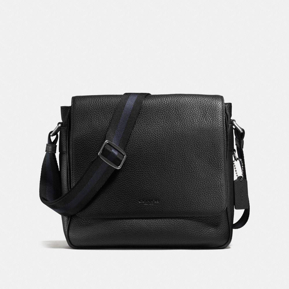 COACH®,METROPOLITAN MAP BAG,Pebble Leather,Medium,Black Antique Nickel/Black,Front View