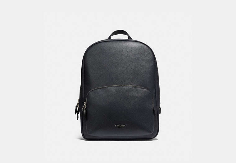 COACH®,KENNEDY BACKPACK,Leather,Large,Silver/Midnight Navy,Front View