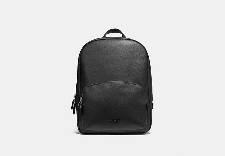 COACH®,KENNEDY BACKPACK,Leather,Large,Silver/Black,Front View