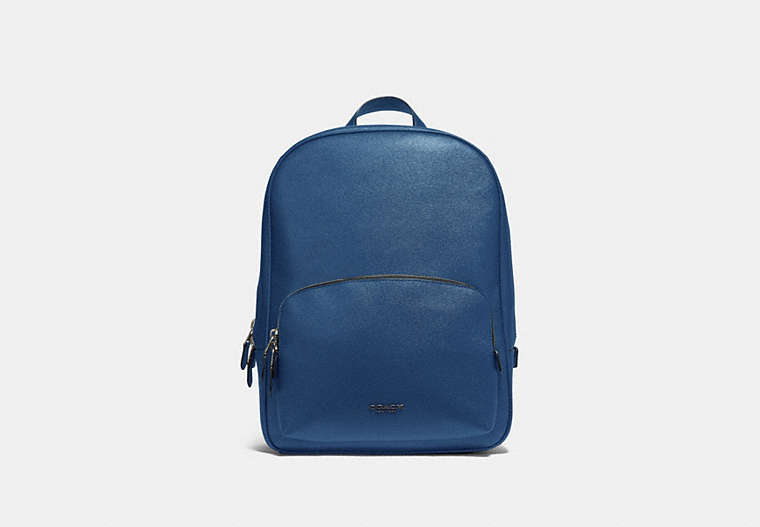 COACH®,KENNEDY BACKPACK,Leather,Large,True Blue/Silver,Front View