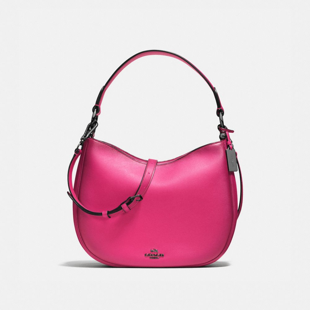 COACH®,MAE CROSSBODY,Leather,Medium,Gunmetal/Cerise,Front View