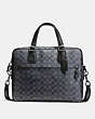COACH®,HUDSON 5 BAG IN SIGNATURE COATED CANVAS,pvc,Black Antique Nickel/Charcoal,Front View