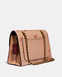COACH®,PARKER WITH FLORAL PRINT,Leather,Medium,Brass/Beechwood Multi,Angle View
