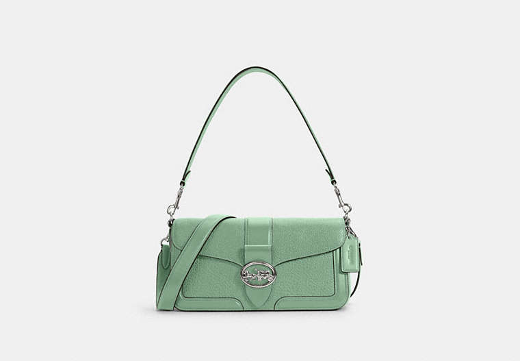 COACH®,GEORGIE SHOULDER BAG,Leather,Large,Silver/Washed Green,Front View