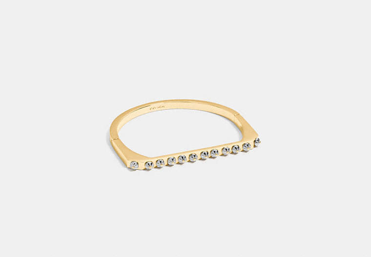 COACH®,DAISY RIVET SIDE HINGED BANGLE,Plated Brass,Gold/Silver,Front View