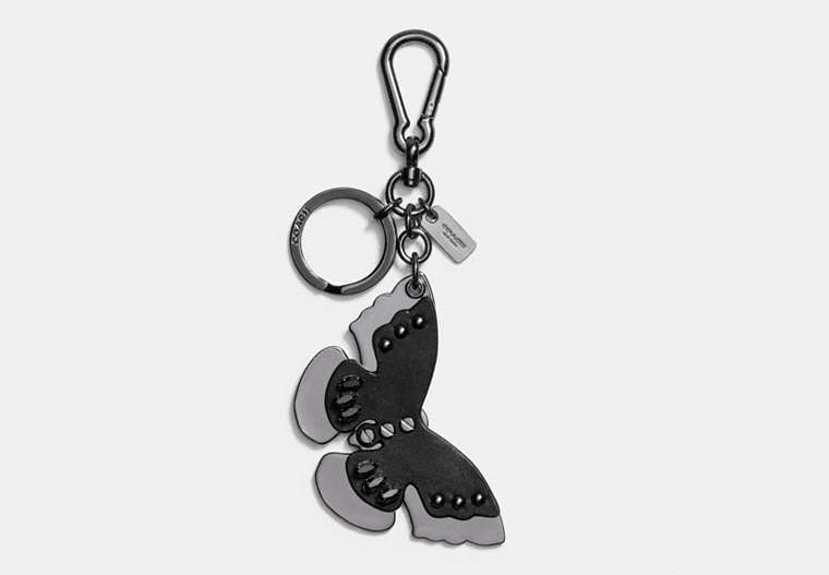COACH®,3D BUTTERFLY BAG CHARM,Leather,Black,Front View