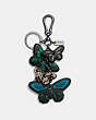 COACH®,CLUSTERED BUTTERFLY BAG CHARM,Metal Leather,Black/FOREST,Front View