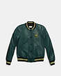 COACH®,LEATHER REXY VARSITY JACKET,Leather,BOTTLE GREEN,Scale View