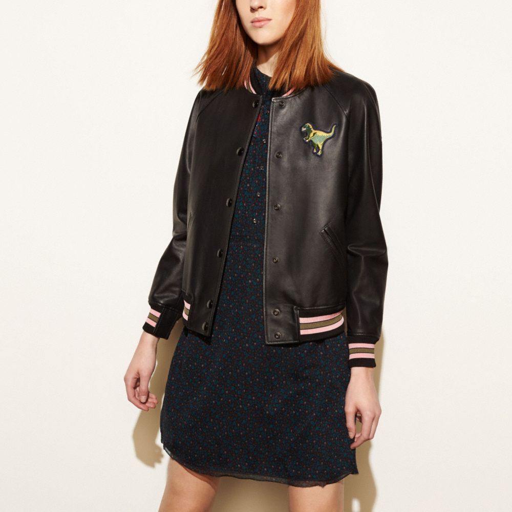 COACH COACH Leather Rexy Varsity Jacket