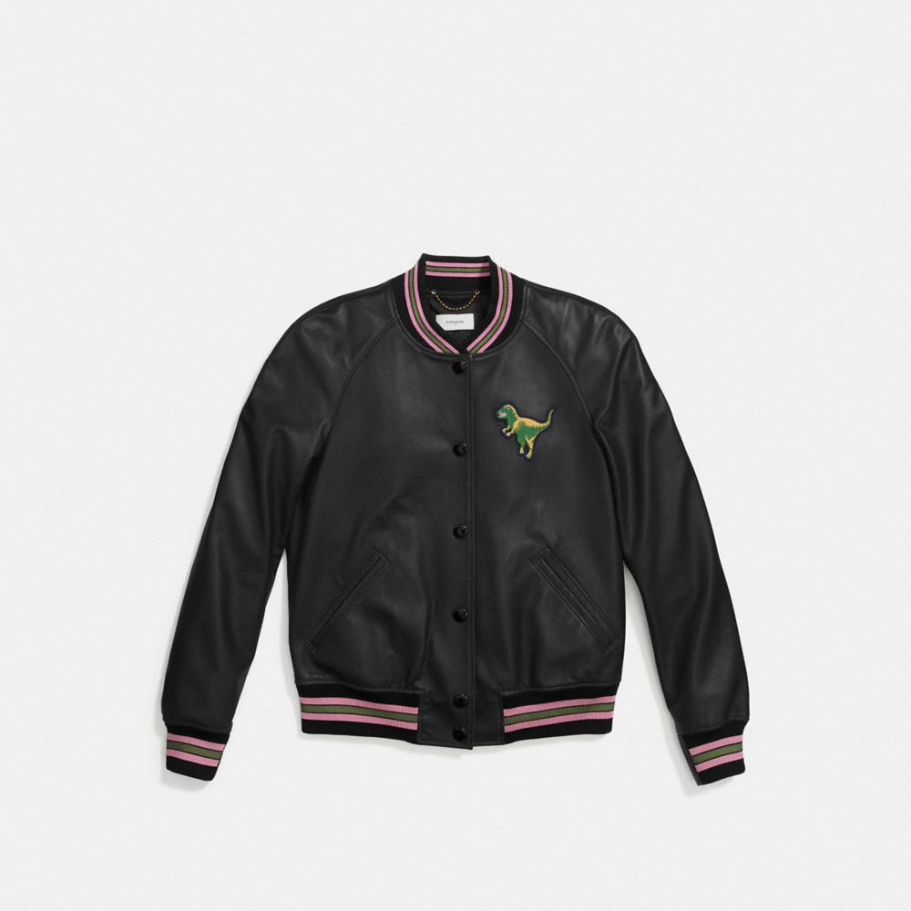 COACH®: Leather Rexy Varsity Jacket