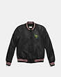 COACH®,LEATHER REXY VARSITY JACKET,Leather,Black,Scale View