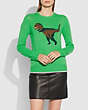 COACH®,REXY INTARSIA SWEATER,Cashmere Blend,GREEN,Scale View