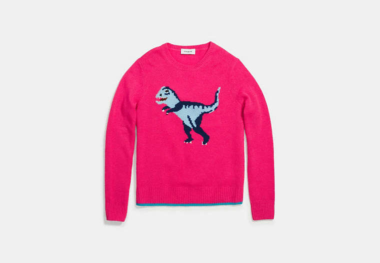 COACH®,REXY INTARSIA SWEATER,Cashmere Blend,PINK,Front View