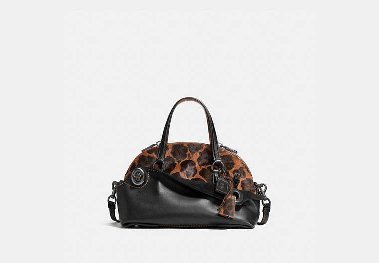 COACH®,OUTLAW SATCHEL 36,Haircalf,Large,Wild Beast/Black Copper,Front View