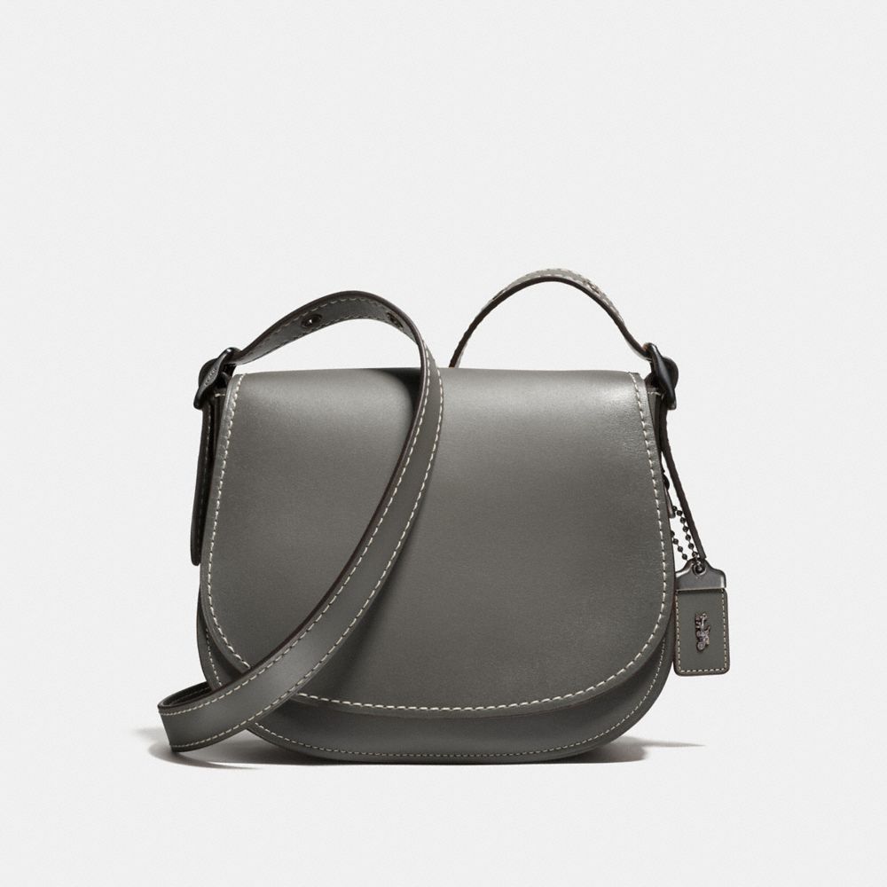 COACH®,SADDLE 23,Leather,Medium,Black Copper/Heather Grey,Front View