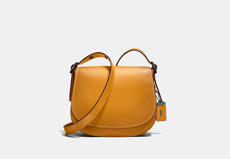 COACH®,SADDLE 23,Leather,Medium,Black Copper/Goldenrod,Front View
