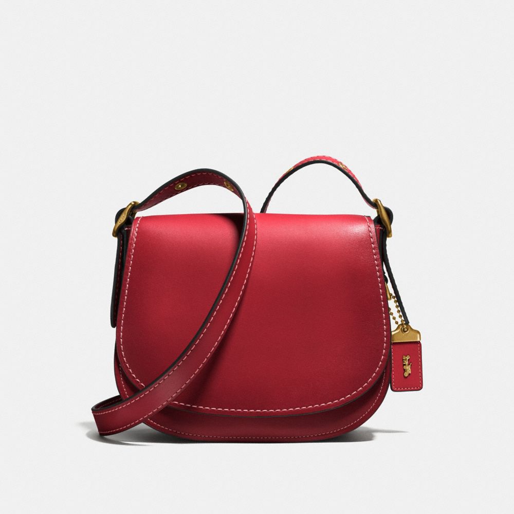 COACH®,SADDLE 23,Leather,Medium,Washed Red/Brass,Front View