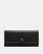 COACH®,TURNLOCK WALLET IN GLOVETANNED LEATHER,Leather,Black Copper/Black,Front View