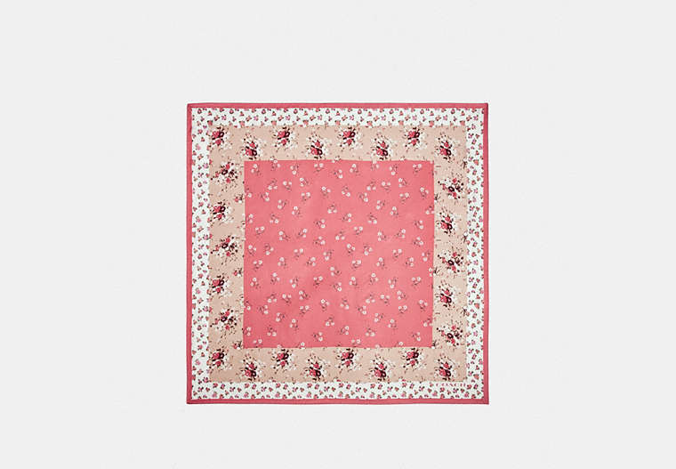 COACH®,FLORAL BOW PRINT SILK SQUARE SCARF,Silk,CORAL/PINK,Front View
