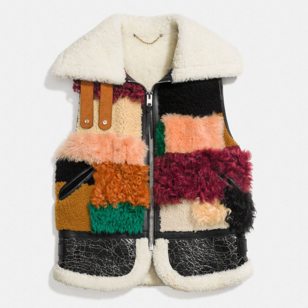 Patchwork Shearling Vest