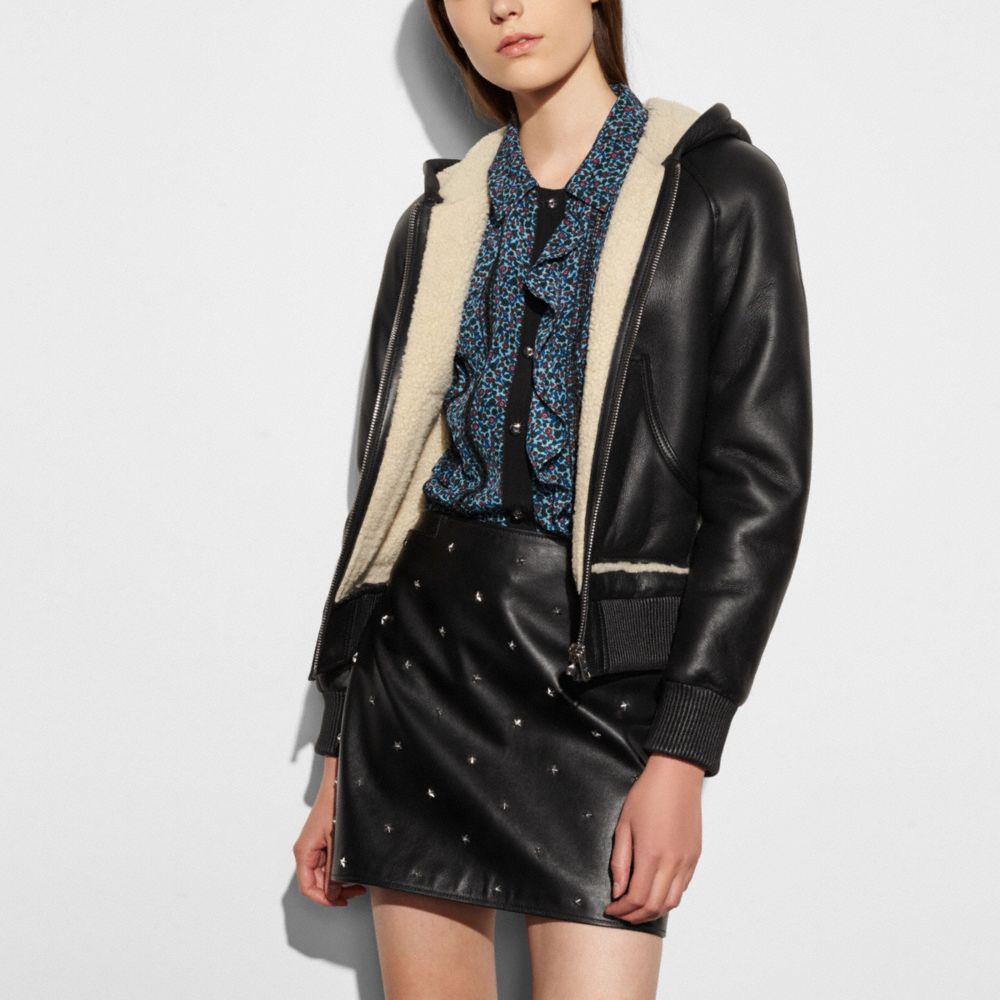 Coach shearling hoodie hotsell