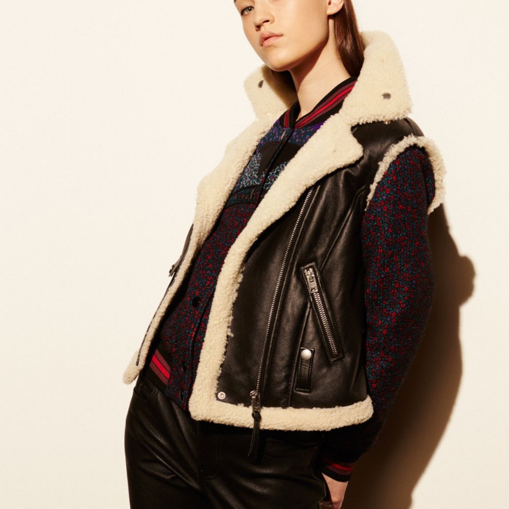 COACH COACH Shearling Moto Vest