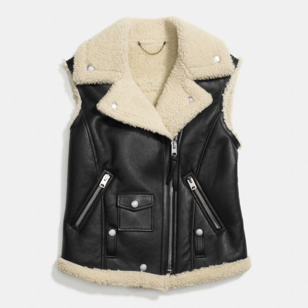 Shearling Moto Vest