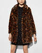 COACH®,CAMO PRINT FAUX FUR COAT,Faux Fur,Dark Multicolor,Front View