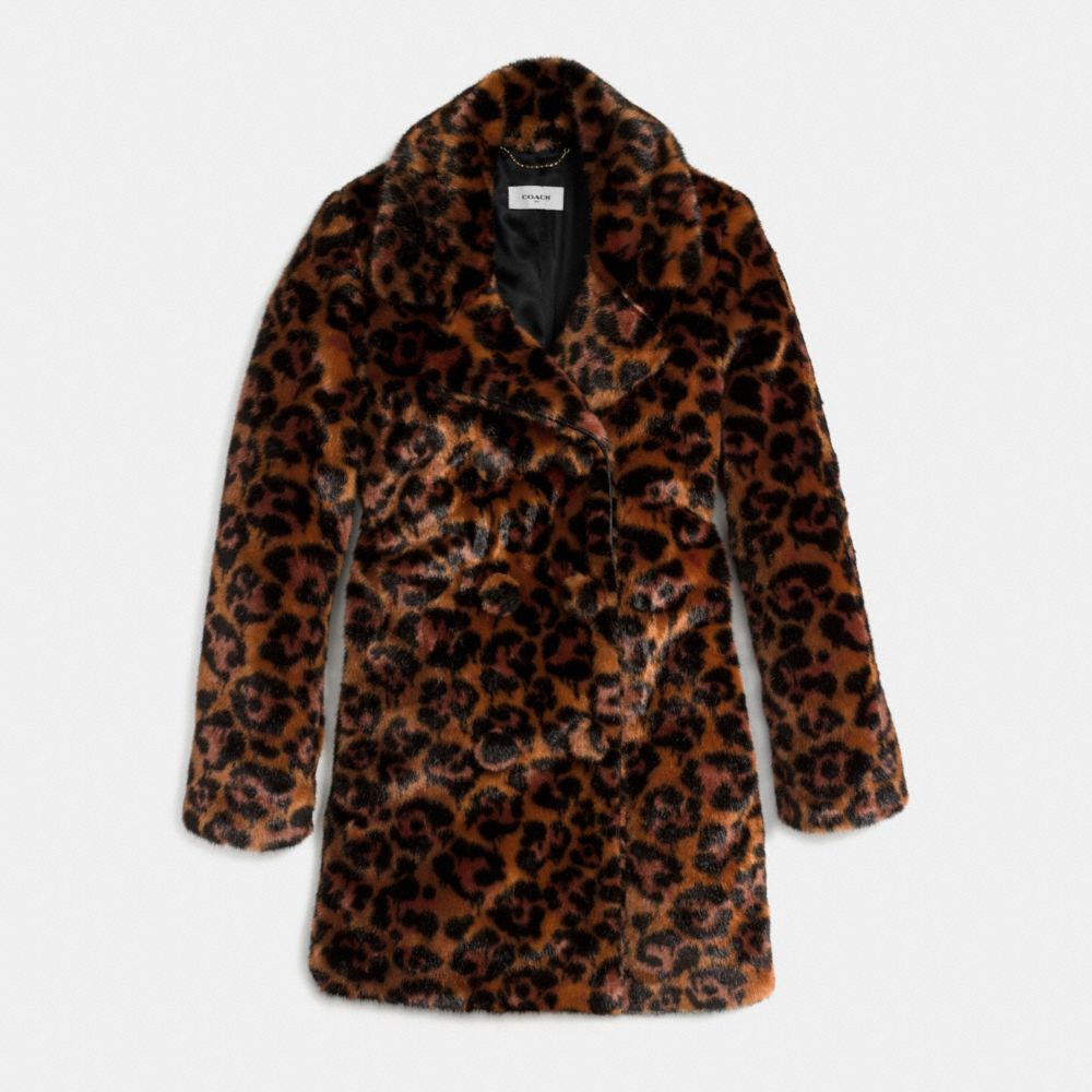 Camo Print Faux Fur Coat