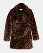 COACH®,CAMO PRINT FAUX FUR COAT,Faux Fur,Dark Multicolor,Scale View