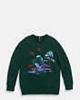 COACH®,EMBROIDERED SOUVENIR SKY SWEATSHIRT,n/a,BOTTLE GREEN,Scale View