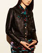 COACH®,COLLARLESS LEATHER JACKET,Leather,Black,Front View