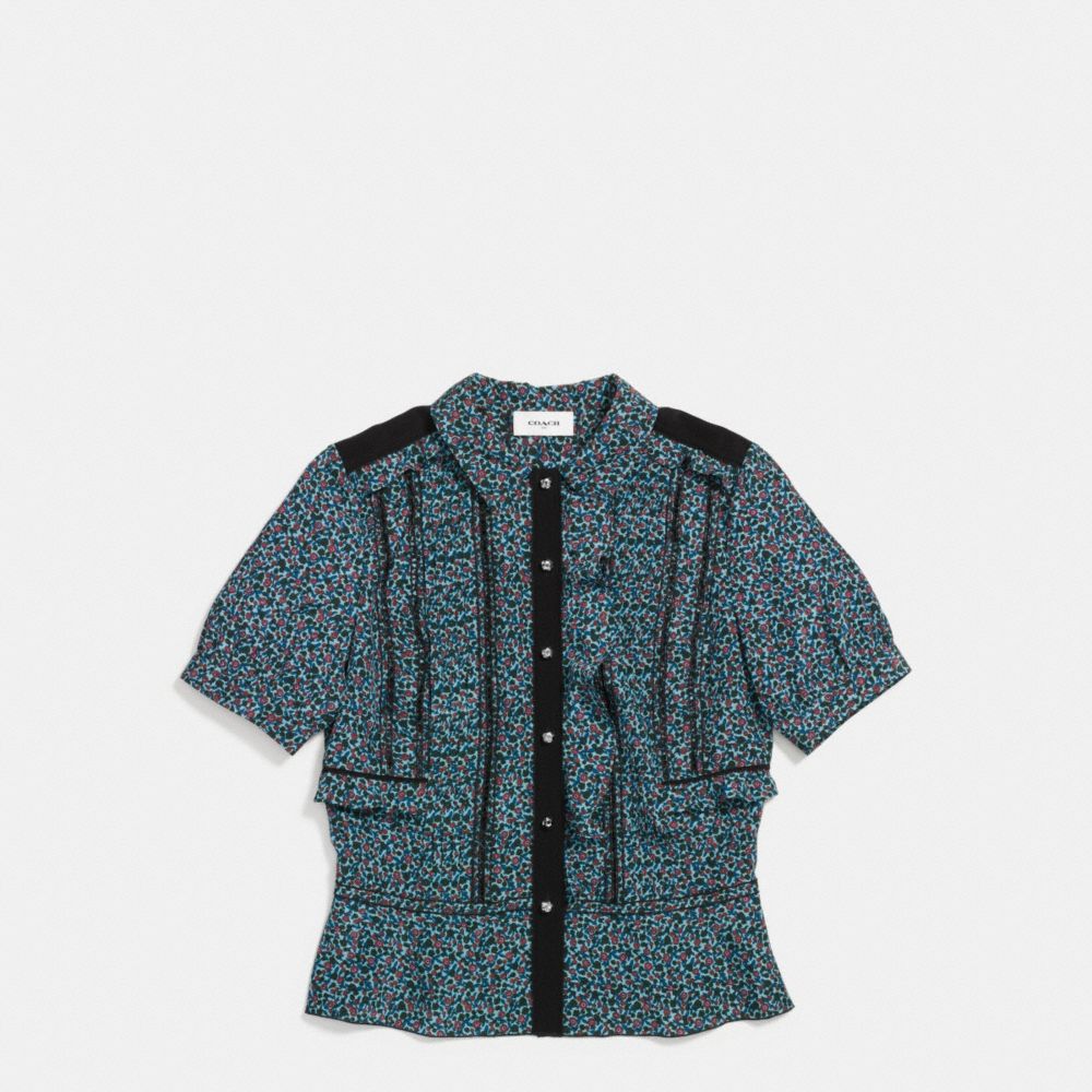 Floral Silk Ruffle Top