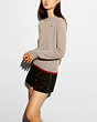 COACH®,REXY PATCH LONG SLEEVE CREW SWEATER,Cashmere Blend,GREY,Front View