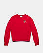 COACH®,REXY PATCH LONG SLEEVE CREW SWEATER,Cashmere Blend,Scarlet,Scale View