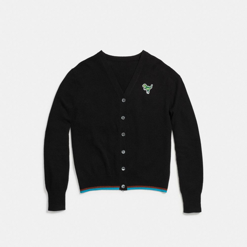 V Neck Cardigan With Rexy Patch