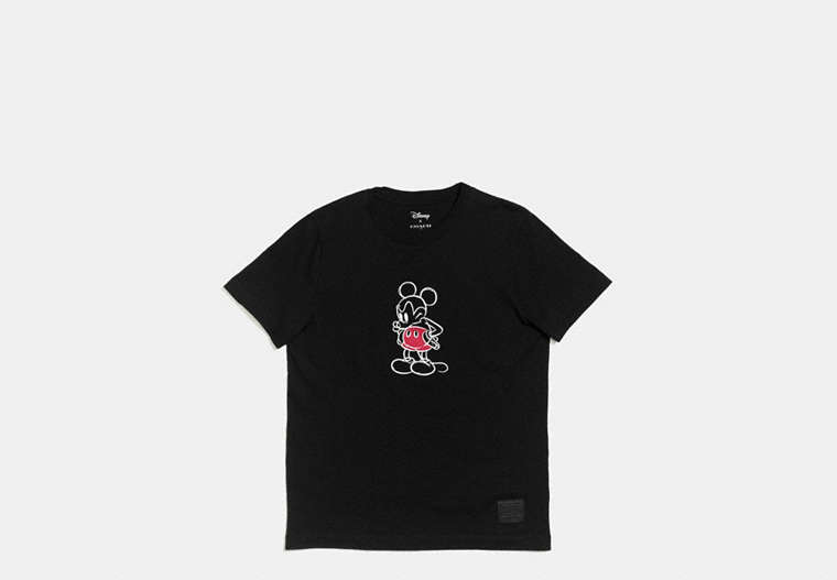 COACH®,MICKEY T-SHIRT,cotton,Black,Front View