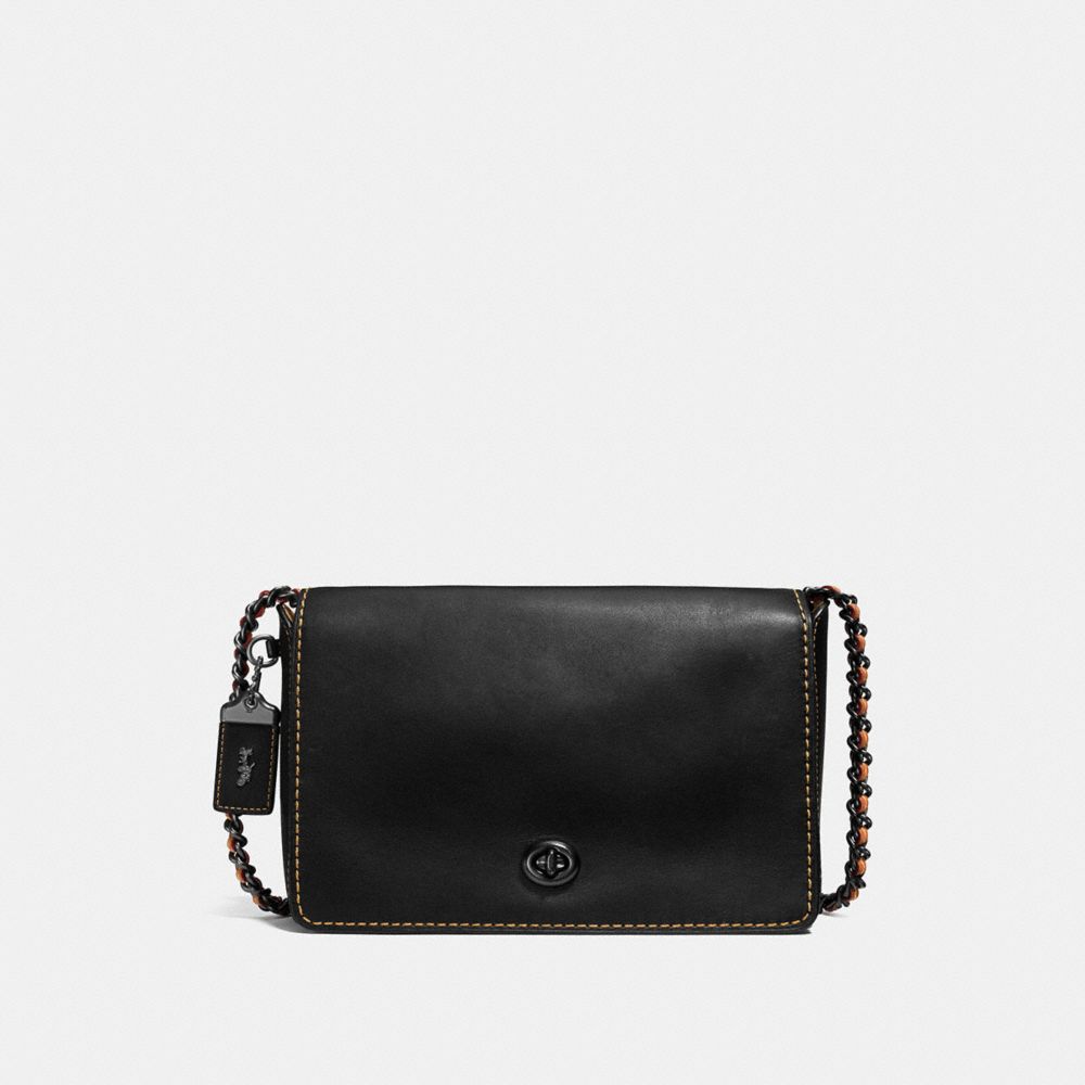 COACH®,DINKY 24,Leather,Small,Black Copper/Black,Front View image number 0