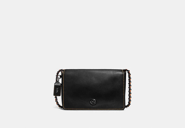 COACH®,DINKY 24,Leather,Small,Black Copper/Black,Front View image number 0