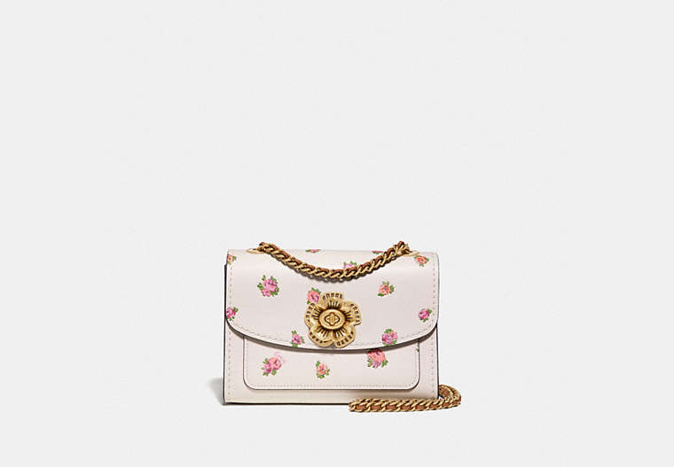 COACH®,PARKER 18 WITH MINI VINTAGE ROSE PRINT,Leather,Small,Brass/Chalk Multi,Front View
