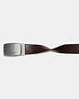 COACH®,PLAQUE BUCKLE CUT-TO-SIZE REVERSIBLE BELT, 38MM,Leather,MAHOGANY/MAHOGANY,Angle View