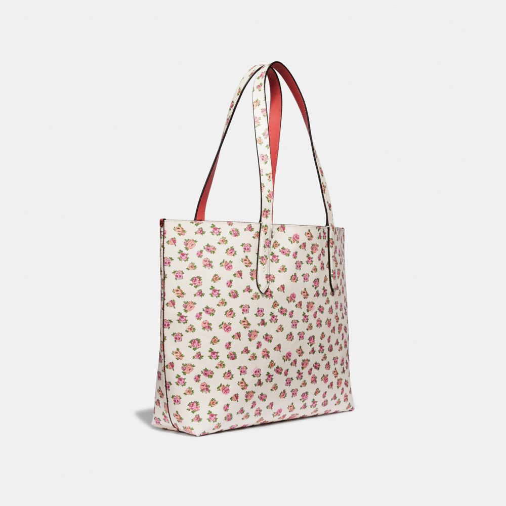 COACH®,HIGHLINE TOTE WITH FLORAL PRINT,pvc,Gold/Chalk,Angle View