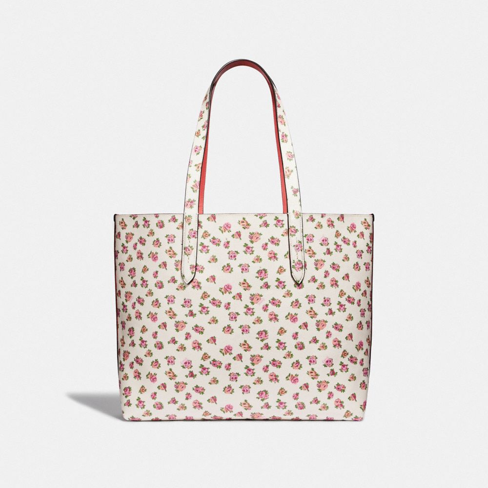 COACH®,HIGHLINE TOTE WITH FLORAL PRINT,pvc,Gold/Chalk,Back View