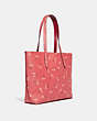 COACH®,HIGHLINE TOTE WITH FLORAL PRINT,pvc,Silver/Bright Coral,Angle View