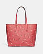 COACH®,HIGHLINE TOTE WITH FLORAL PRINT,pvc,Silver/Bright Coral,Back View