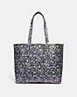 COACH®,HIGHLINE TOTE WITH FLORAL PRINT,pvc,Silver/BLACK1,Back View